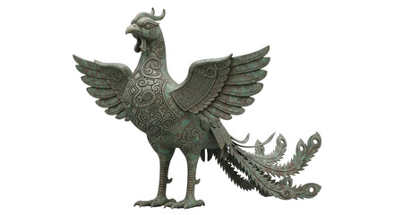 Fototapeta premium Bronze Phoenix Statue with Intricate Design