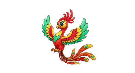 Obraz premium Cartoon phoenix bird with colorful plumage