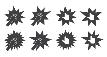 Hand cursor with splash star speech bubble icon © Igarts