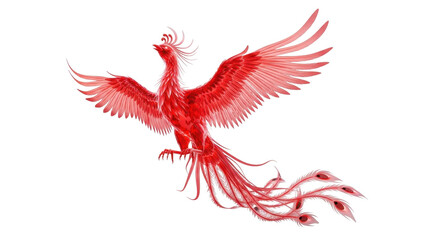 Majestic Red Phoenix in Flight
