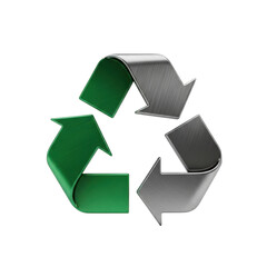 Recycling symbol, green and silver design