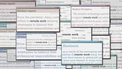 Naklejka premium Remote work headline titles media 3d illustration