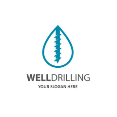 emblem of water well drilling isolated on white background