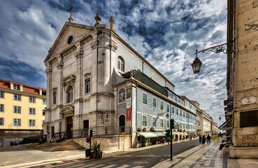 Historic Church of St. Nicholas with Tiled Facade in Lisbon