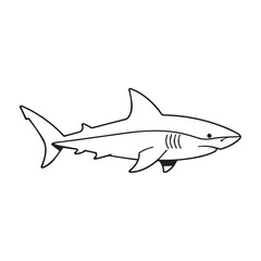 Obraz premium Simple Line Drawing of a Shark Swimming Gracefully in Open Ocean.