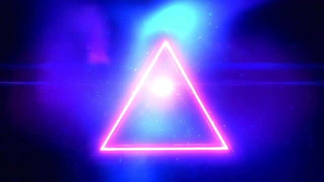 macro of hyperspace star dust and ionized particles inside neon triangle tunnel, sparkling micro points drifting past camera, faint light filaments, controlled 