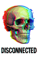 Glitch Skull Disconnected Digital Art