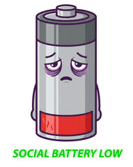 Sad Low-Battery Social Energy Cartoon