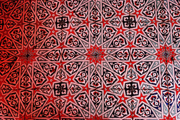 Traditional geometric ceramic tile pattern with oriental design