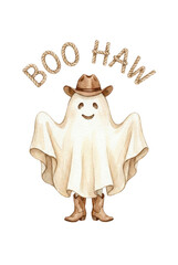Boo Haw Cowboy Ghost Halloween Illustration