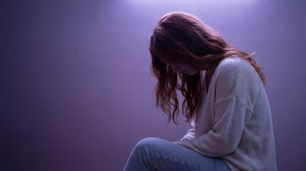 A contemplative moment of solitude and introspection in dim lighting, glowing digital elements, modern business and digital innovation concept