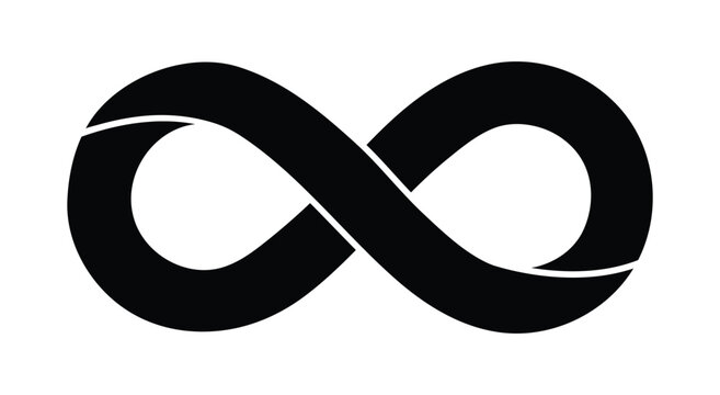 Black minimalist infinity symbol vector isolated on white background for eternity and limitless concept
