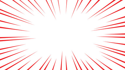 Obraz premium Red comic book speed lines background with radial action rays for manga and anime effects 