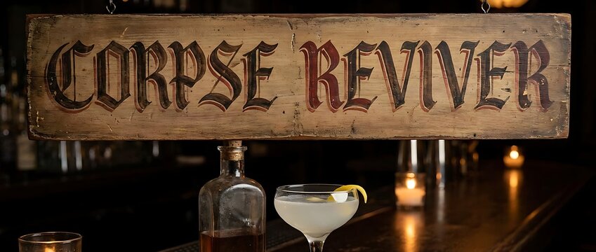 Classic Corpse Reviver Cocktail at a Dimly Lit Bar