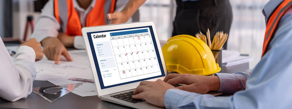 Calendar on computer software application for brisk schedule planning for personal organizer and online business