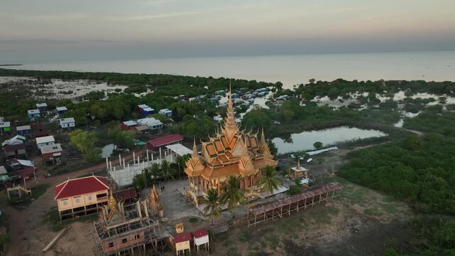 Sacred temple and floating fishing village Tonle Sap