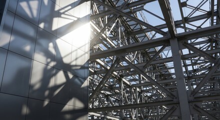 Fototapeta premium Industrial metal structure with sunlight