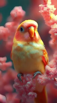 Peach-faced Lovebird Portrait - A Vibrant Avian Beauty in Pink.