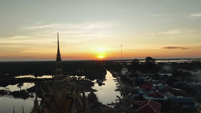 Sacred temple and floating fishing village Tonle Sap