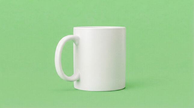 Taza blanca girando suavemente sobre expositor con fondo verde chroma key neutro, iluminaci&oacute;n uniforme y estilo hiperrealista en 4K, ideal para edici&oacute;n y composici&oacute;n.