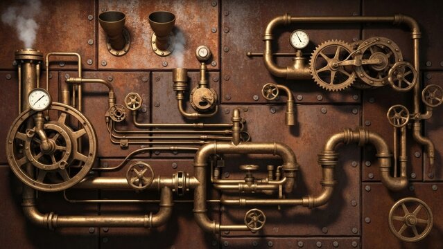 Vintage Industrial Pipes and Machinery Equipment.
