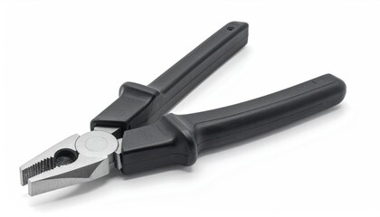 Obraz premium Close-up of pliers with black handles on white background.