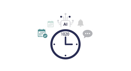 Fototapeta premium Digital clock with smart symbols.