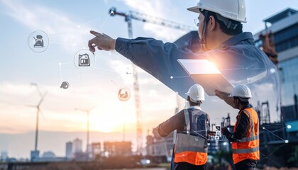 construction workers on a site.