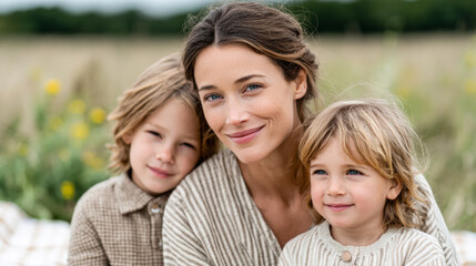 Family picnic in spring park: capturing joyful lifestyle moments with children
