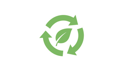 Green leaf recycling symbol icon.