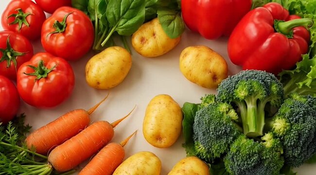 Colorful Assortment of Fresh Raw Organic Vegetables. Healthy Eating Flat Lay Top View.