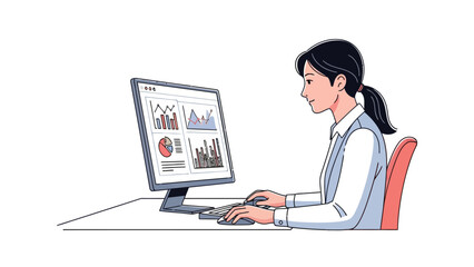 Woman Working on Computer.