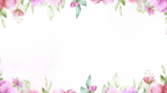 Romantic Pink Floral Frame with Soft Blossoms and Elegant Copy Space Background
