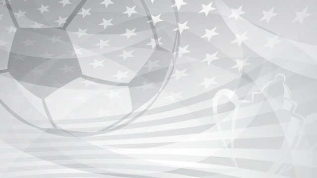 A soccer ball and USA flag blend together in a dynamic, abstract illustration celebrating world cup.