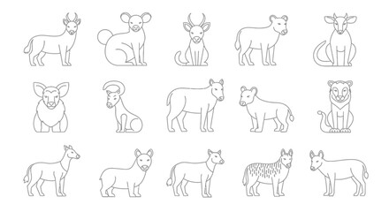 Various Animal Line Drawings.