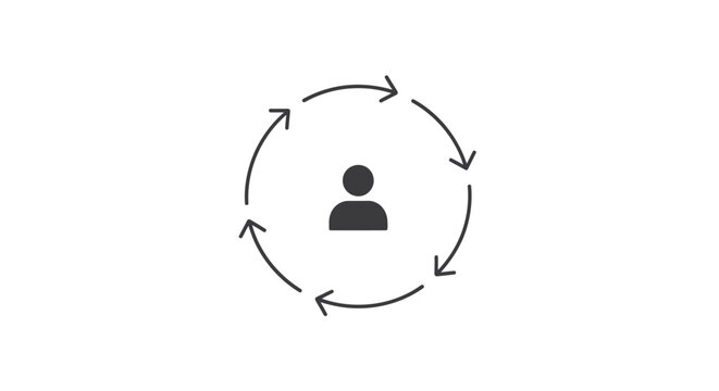 Person Icon Surrounded by Circular Arrows.