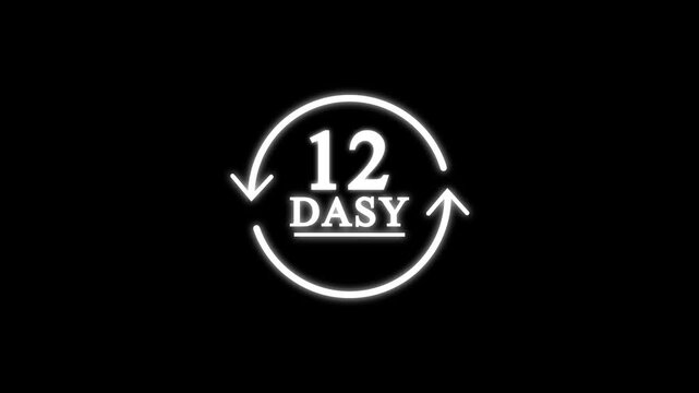 12 days to go, icon, stile, timer, countdown, Count time display with numbers. illustration , business, sale, label button ,promotion clock signs business concept isolated.4K video