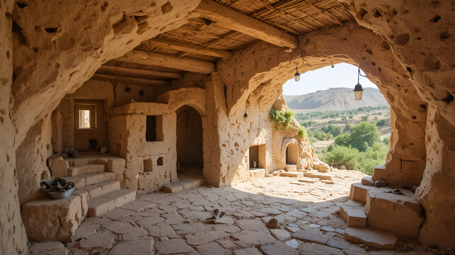Traditional troglodyte dwellings found in Matmata, a region in southern Tunisia