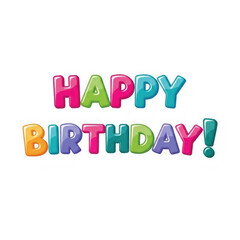 Playful and vibrant 'Happy Birthday!' text with colorful, glossy, bubble-like letters, full of cheerful energy.