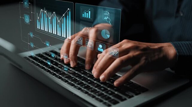 Data flow from database and cloud to processing and analytics dashboards, representing data analysis, automation, insight generation, and digital intelligence Marrow