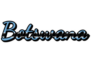 Obraz premium Botswana Travel Sticker. Country Name Vector Text Design with Flag Colors