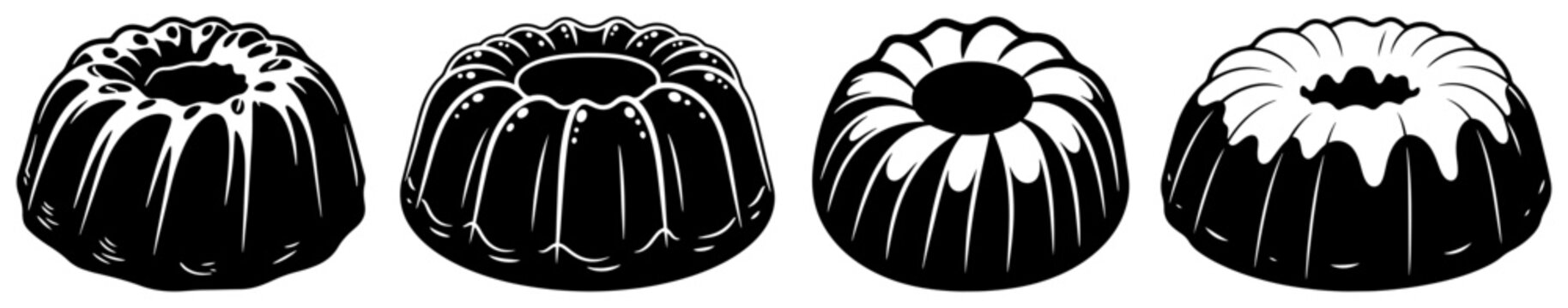 Collection of traditional Easter bundt cakes and sweet babka silhouettes