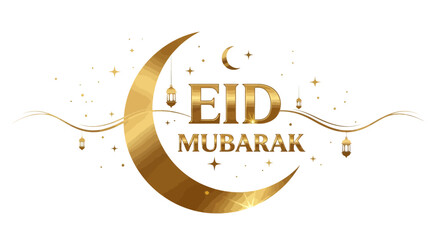 Fototapeta premium Eid Mubarak Celebration with Golden Crescent Moon and Lanterns
