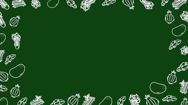 vegetable Seamless repeatable pattern featuring a red onion potato soybean celery. suitable for learning, like a blackboard.
