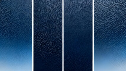 Fototapeta premium Four vertical panels of textured blue leather with gradient shading