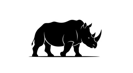 Obraz premium Silhouette of a Rhinos with Horn in Black