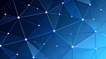 Abstract geometric network pattern with interconnected nodes and blue triangular facets