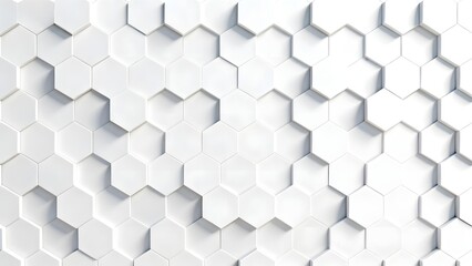 Abstract white hexagonal geometric pattern with three-dimensional texture