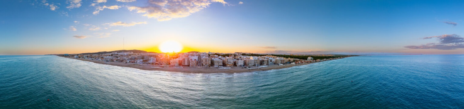 Guardamar del Segura coast sea sunset panorama modern city aerial
