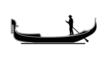 Silhouette of a Gondolier Steering a Gondola Boat. © Bum